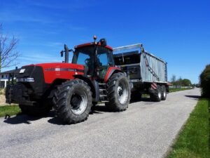 tractor pulling large trailer